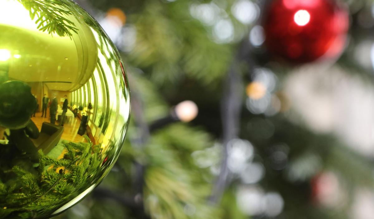 Es glitzert und funkelt: Die beiden Tannenbäume bringen weihnachtliche Stimmung in den Landtag.
