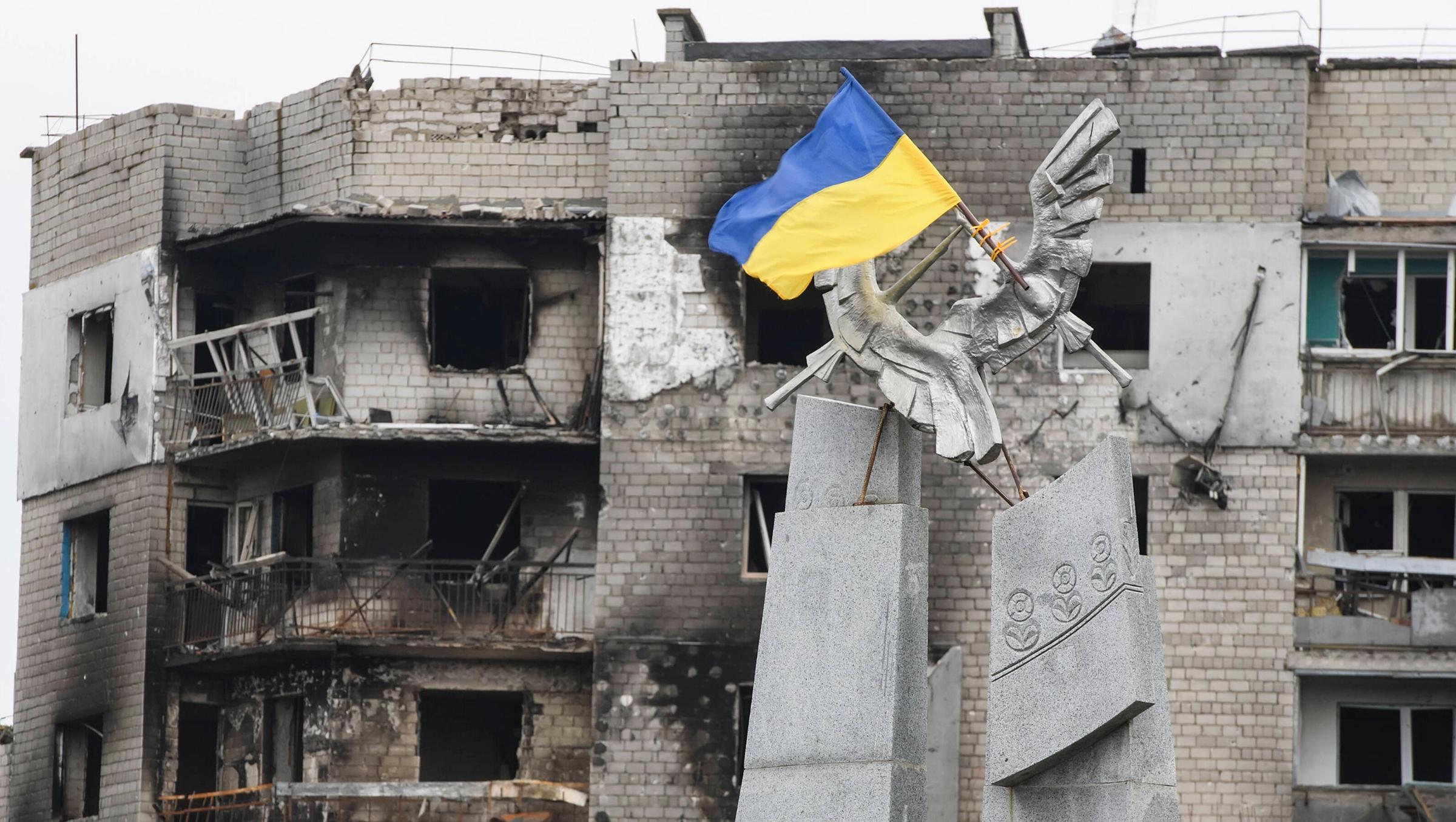 Das Bild zeigt Zerstörungen im ukrainischen Borodjanka, nahe der Hauptstadt Kiew. 